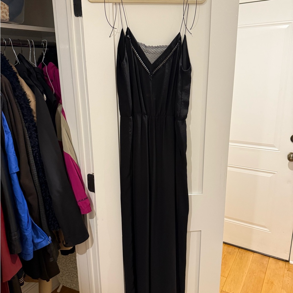 Maje Black Maxi jumpsuit with Lace Detail